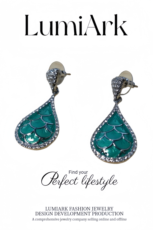 Silver Green Resin Earrings